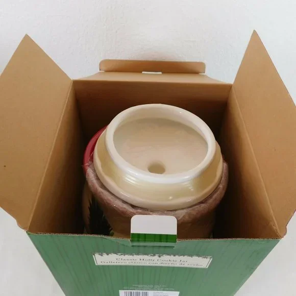 Christmas Classic Holly Cookie Jar Dishwasher Safe 9.5 x 8 inch Ceramic Wal-Mart - Picture 8 of 8